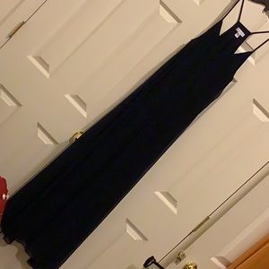 Navy blue spaghetti strap maxi dress
